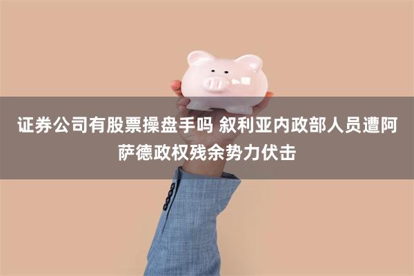 证券公司有股票操盘手吗 叙利亚内政部人员遭阿萨德政权残余势力伏击